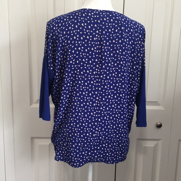 MNG Mango Blue Micro Hearts Top Size 6 - Picture 3 of 5